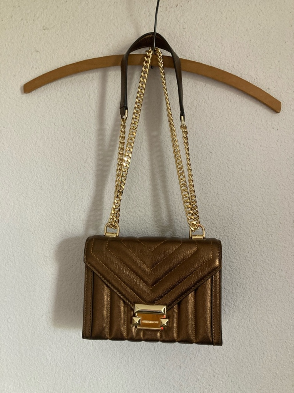 Michael Kors Bronze Quilted Chain Shoulder Bag
